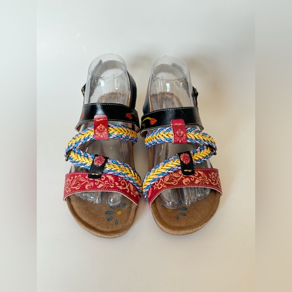 Elite Multi-Color Leather Sandals Size 8 - Picture 6 of 13